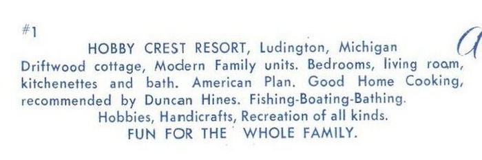 Hobby Crest Resort - Vintage Postcard (newer photo)